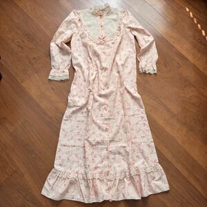 Vintage St Michael Pink Floral Lace Nightgown Romantic UK Cottagecore Victorian